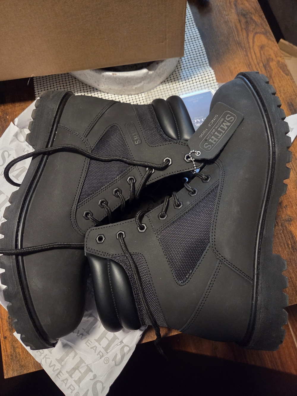 SMITH Men's Black Tactical Work Boots